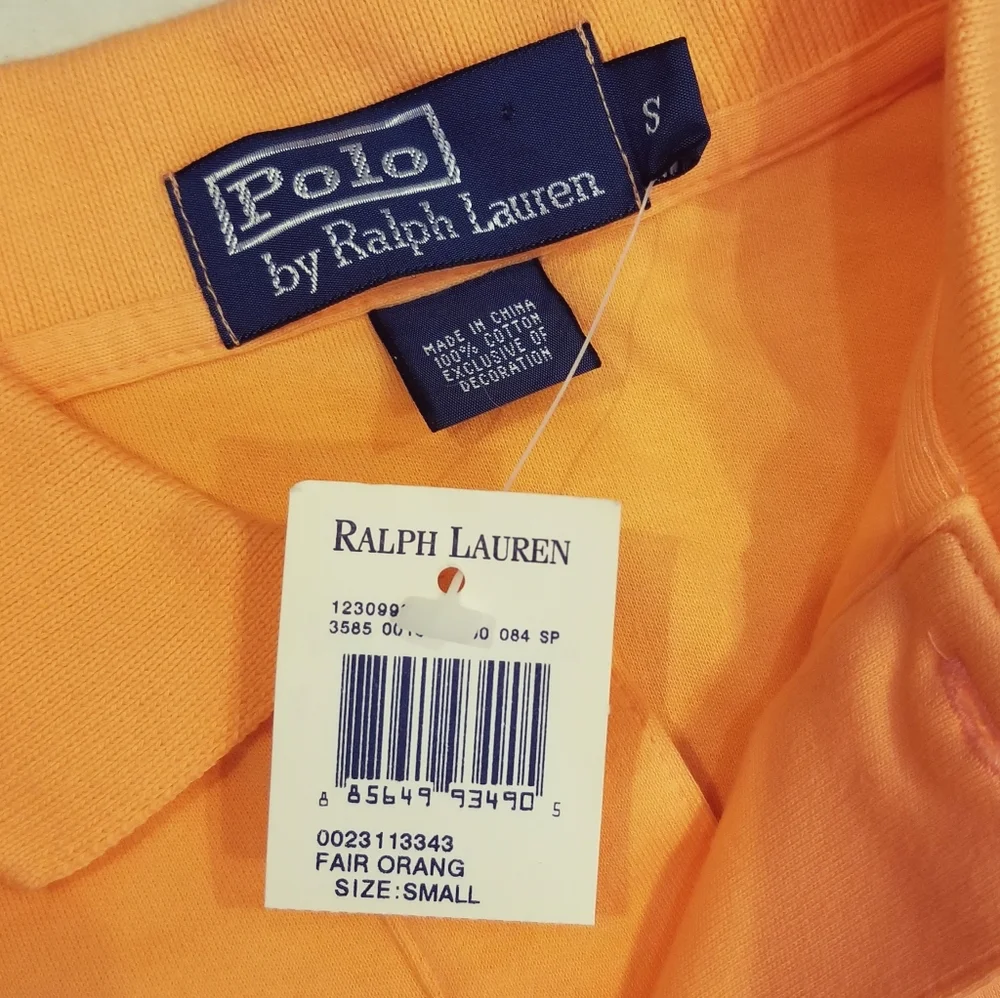 Polo Ralph Lauren Cotton Polo Shirt Classic Fit Fair Orange Sz Small NWT
